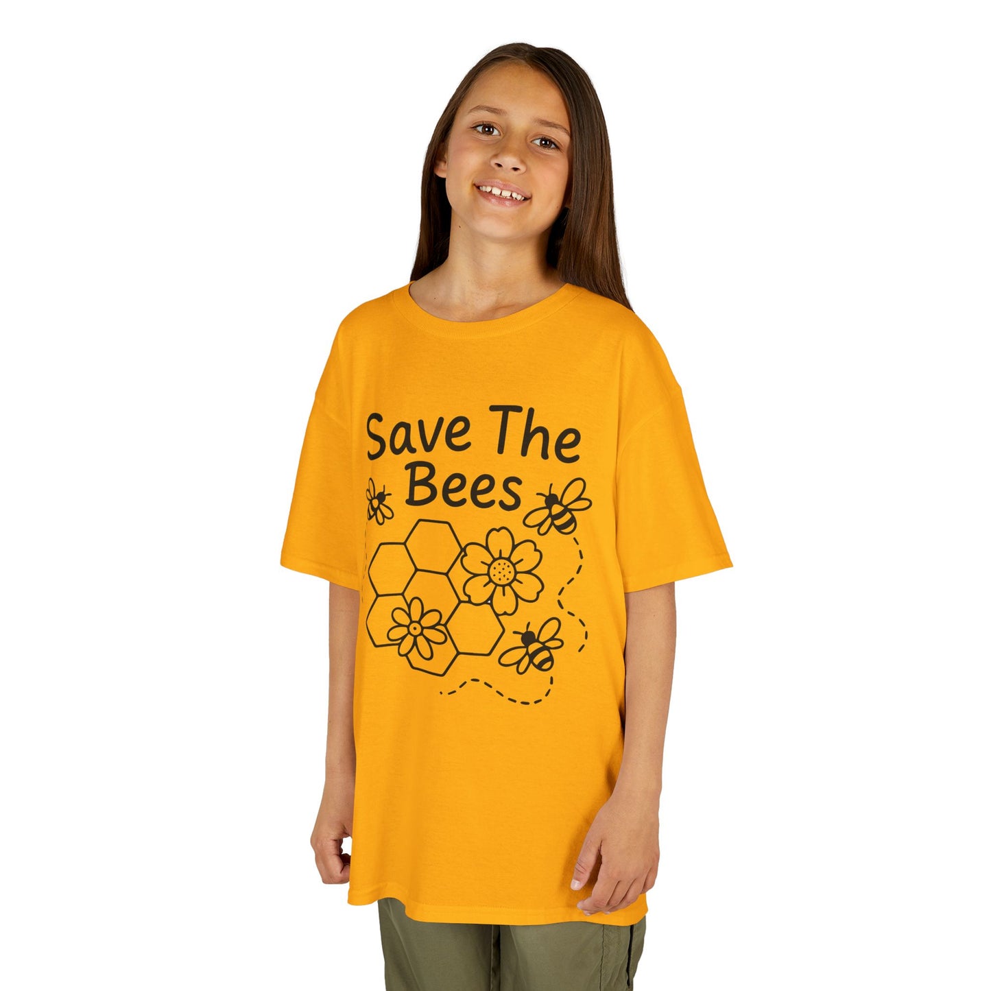 "Save The Bees" Kids Eco Awareness Tee – Unisex Organic Cotton Shirt, Nature Lover Gift, Children’s Environment Tee