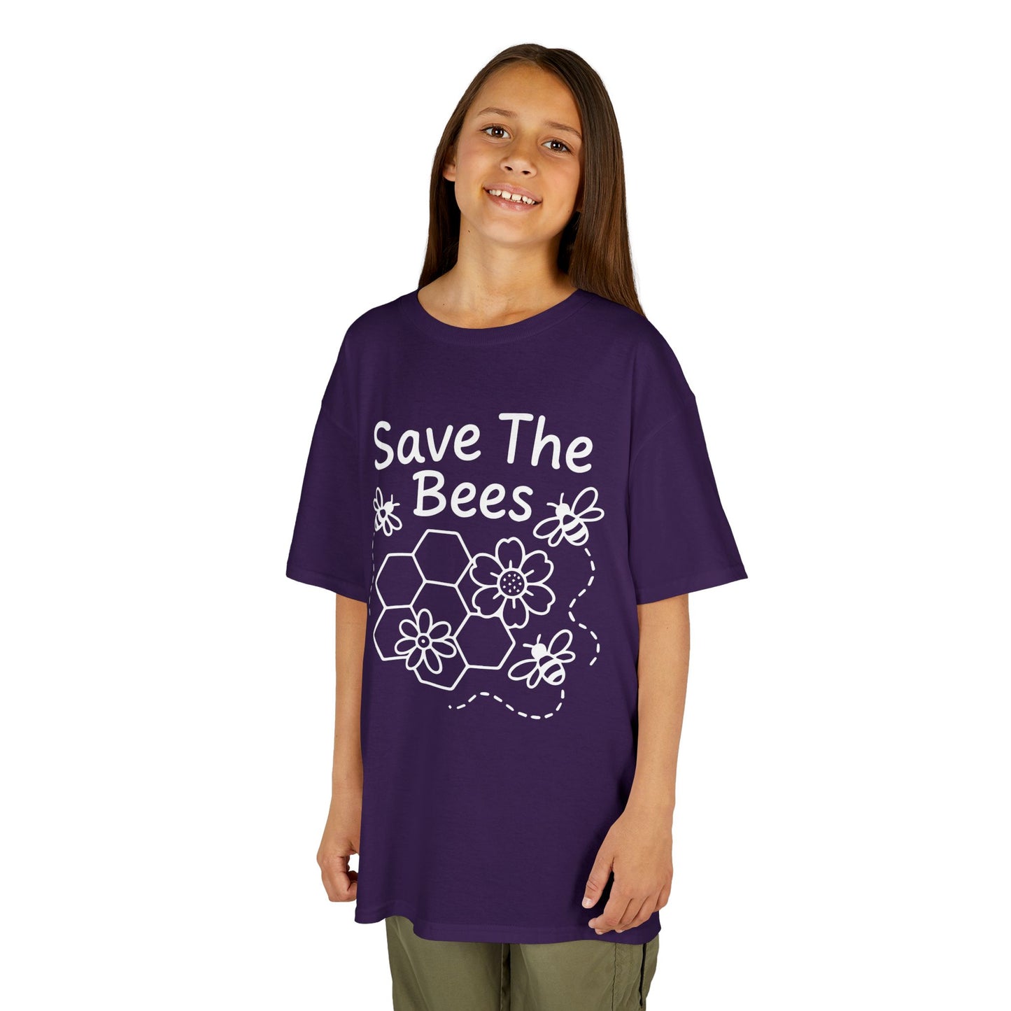 "Save The Bees" Kids Eco Awareness Tee – Unisex Organic Cotton Shirt, Nature Lover Gift, Children’s Environment Tee