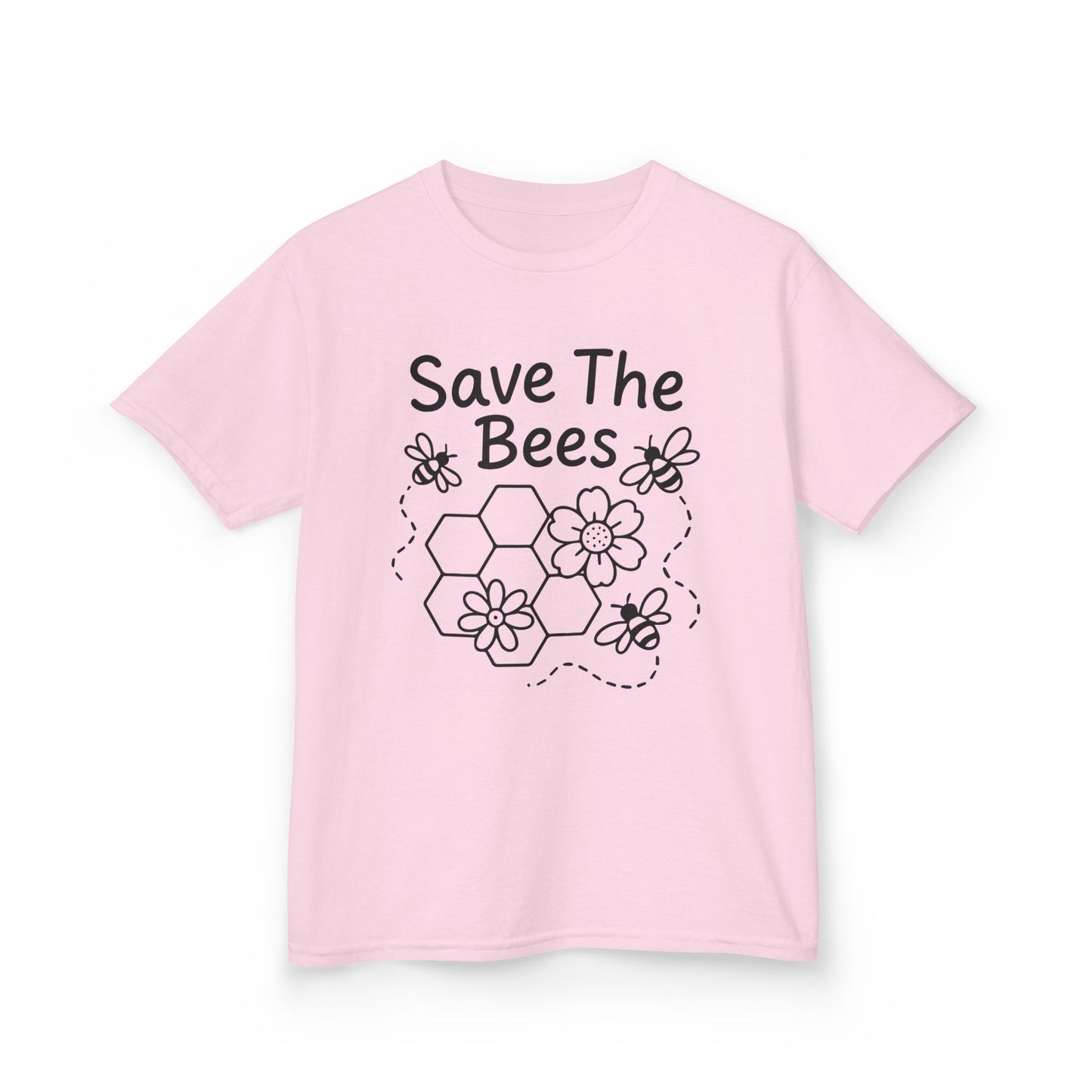 "Save The Bees" Kids Eco Awareness Tee – Unisex Organic Cotton Shirt, Nature Lover Gift, Children’s Environment Tee