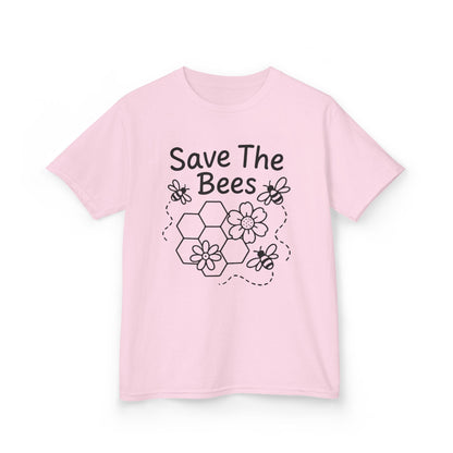 "Save The Bees" Kids Eco Awareness Tee – Unisex Organic Cotton Shirt, Nature Lover Gift, Children’s Environment Tee