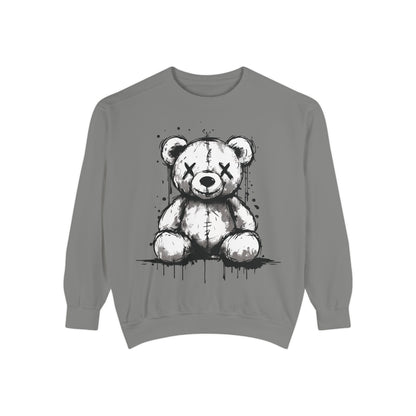 Grunge Sketch Teddy Bear Unisex Sweatshirt – Eerie Streetwear Vibes