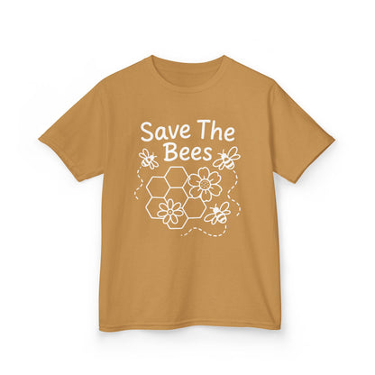 "Save The Bees" Kids Eco Awareness Tee – Unisex Organic Cotton Shirt, Nature Lover Gift, Children’s Environment Tee